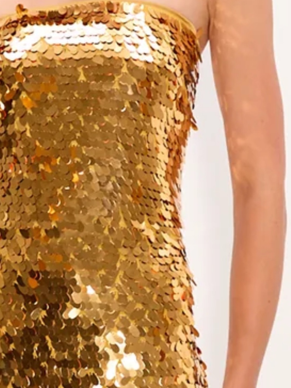 🍋SALE🍋 Anthropologie Disco Maxi Dress Gold Sequin Strapless - Picture 4 of 6